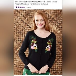 Her Universe Black Tropical Mickey and Minnie Crop Cardigan